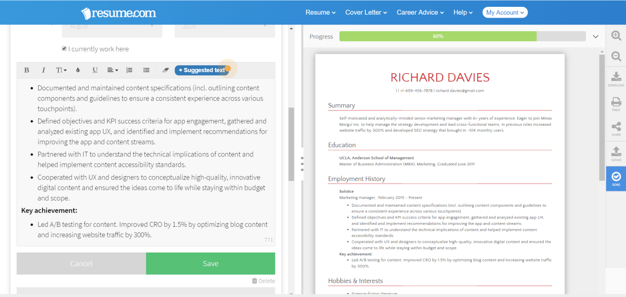 Resume builders online