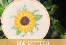 Sunflower embroidery instant