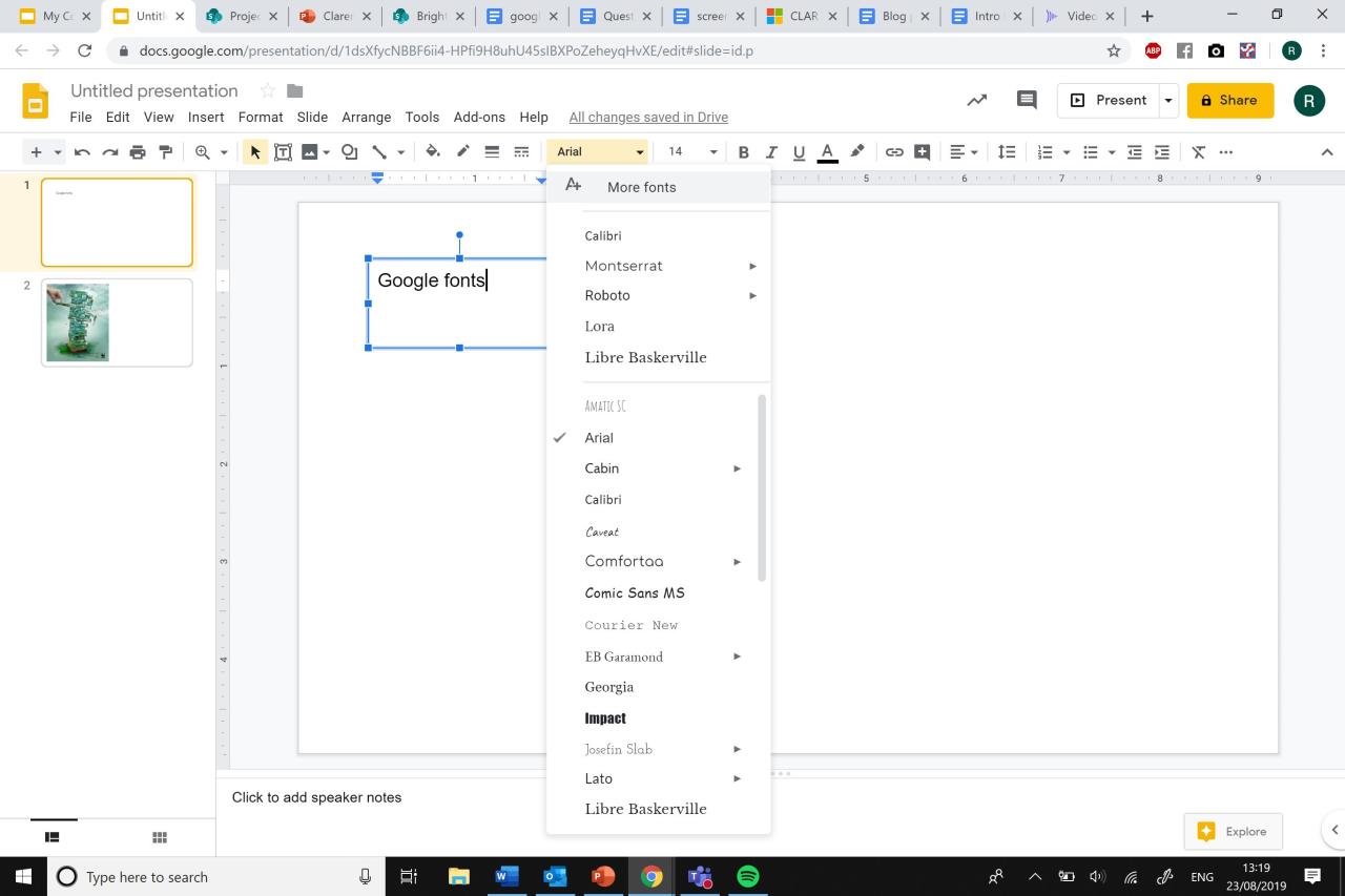 How to add fonts to google docs and google slides