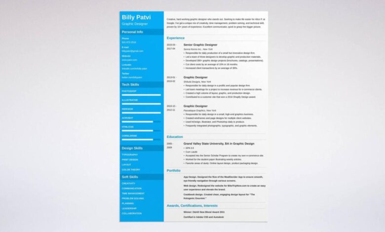 Professional graphic design resume examples