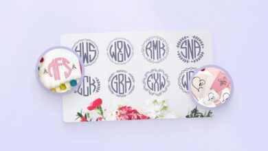 Monogram circular font letterhead cart add