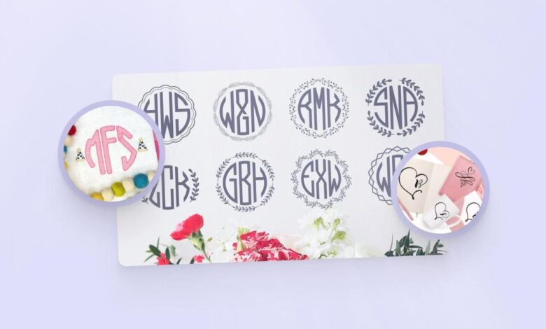 Monogram circular font letterhead cart add