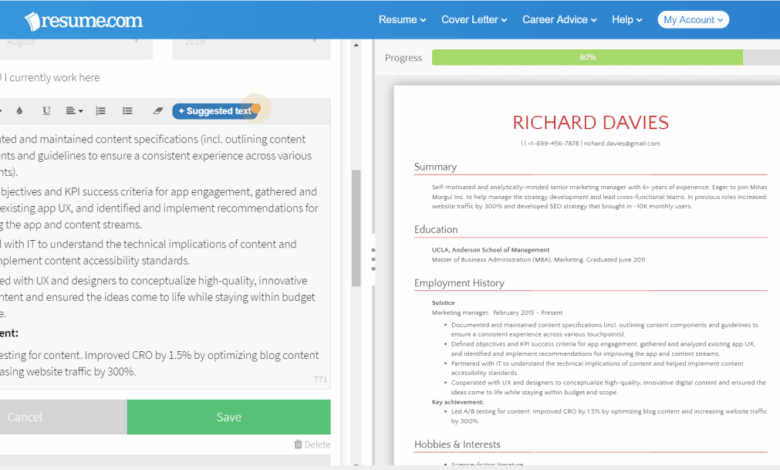 Resume builders online