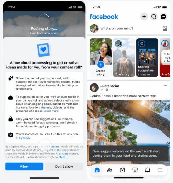 Meta Introduces Opt-In Camera Roll Suggestions for Facebook Users in the United Kingdom and European Union to Drive Platform Engagement