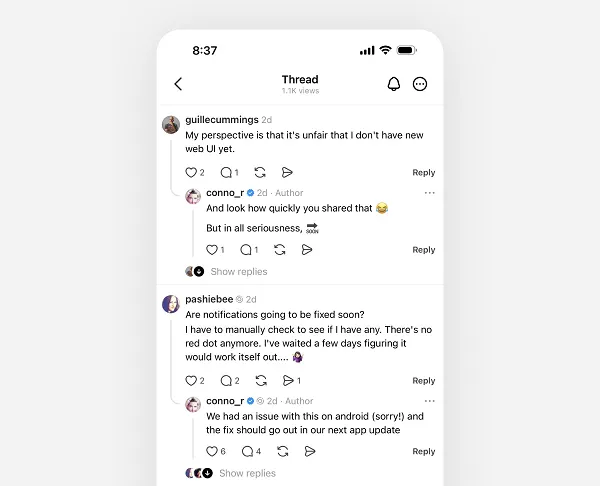 Threads Enhances User Experience with Indented Replies and a Redesigned Web Interface Featuring Direct Messaging
