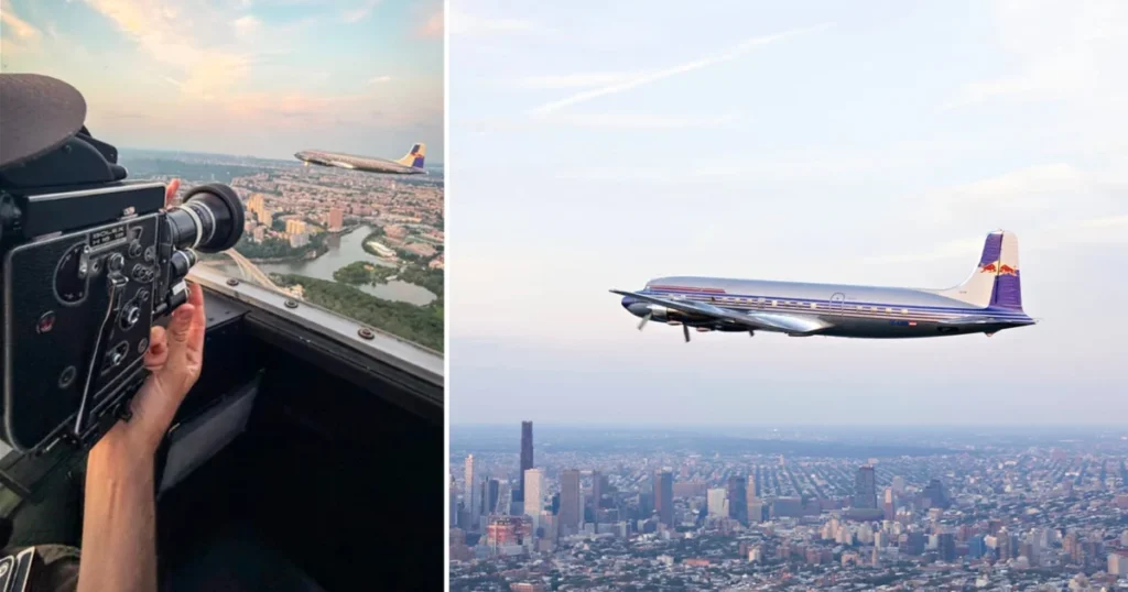 Vintage Wings Over Manhattan Red Bull Aviation Returns Historic DC-6B to American Skies Using Era-Appropriate Bolex Cinematography